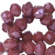 Faceted glass beads 8x6 mm rondelle Fudgesickle brown diamond coating